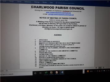  - April Parish Council Meeting